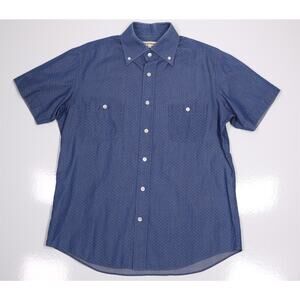 Paul Stuart Blue Iridescent Short Sleeve Button-Up Shirt Mens Small